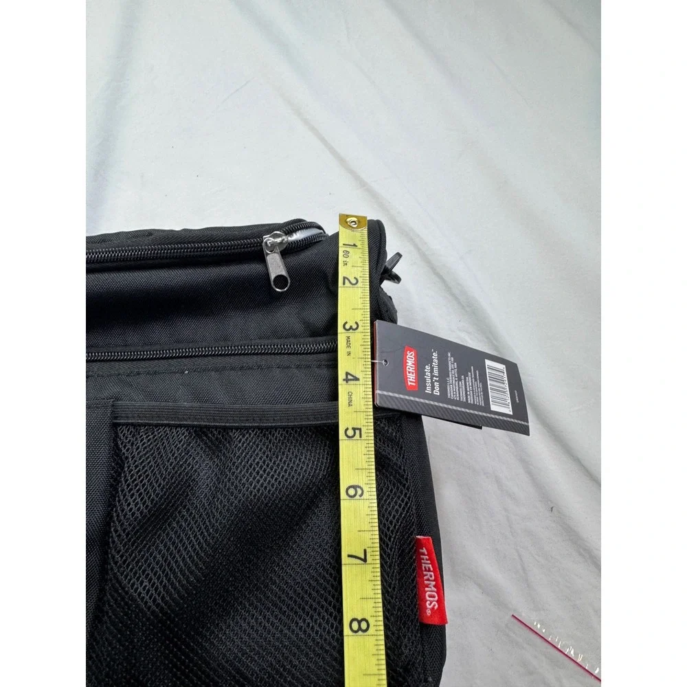 Thermos Insulated Lunch Lugger Black Soft Cooler Bag Front Pocket Strap